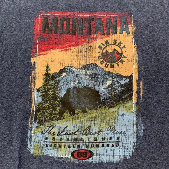 Montana Short Sleeve Blue Graphic T-Shirt Size Medium - Picture 2 of 4